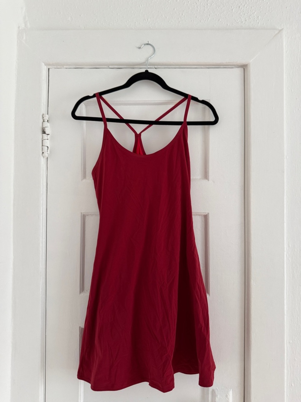 Outdoor Voices Crimson Red Scoop Athletic Dress with Shorts with Pocket